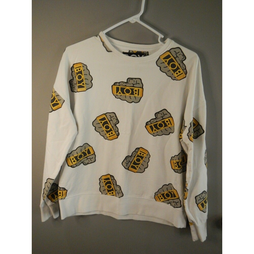 BOY London Womens XS Long Sleeve Crewneck Sweatshirt Brass Knuckle Print *READ*